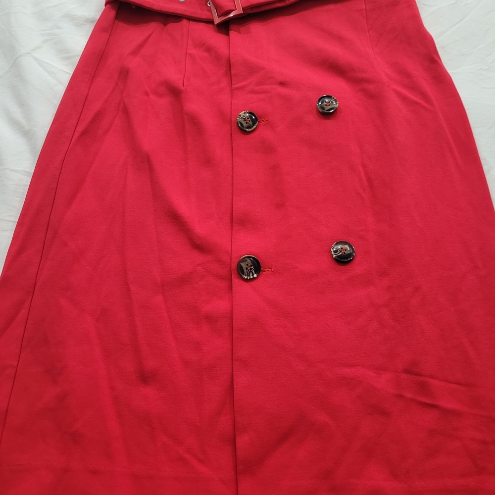 Elle Red Double-Breasted Pencil Skirt